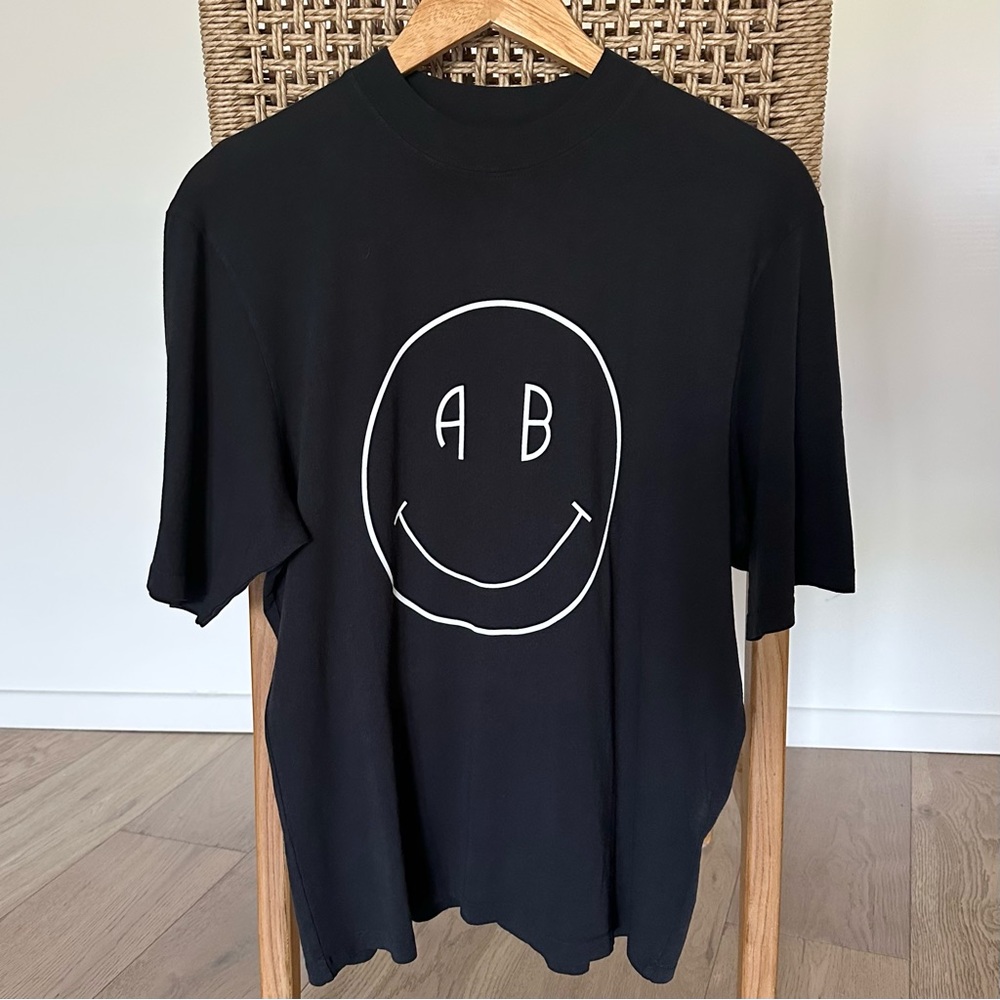 Anine Bing Avi Smiley Tee, Size Small, Black, Worn Once